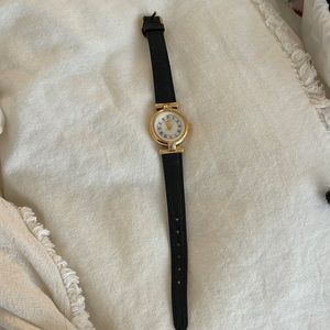 fossil genuine leather gold watch